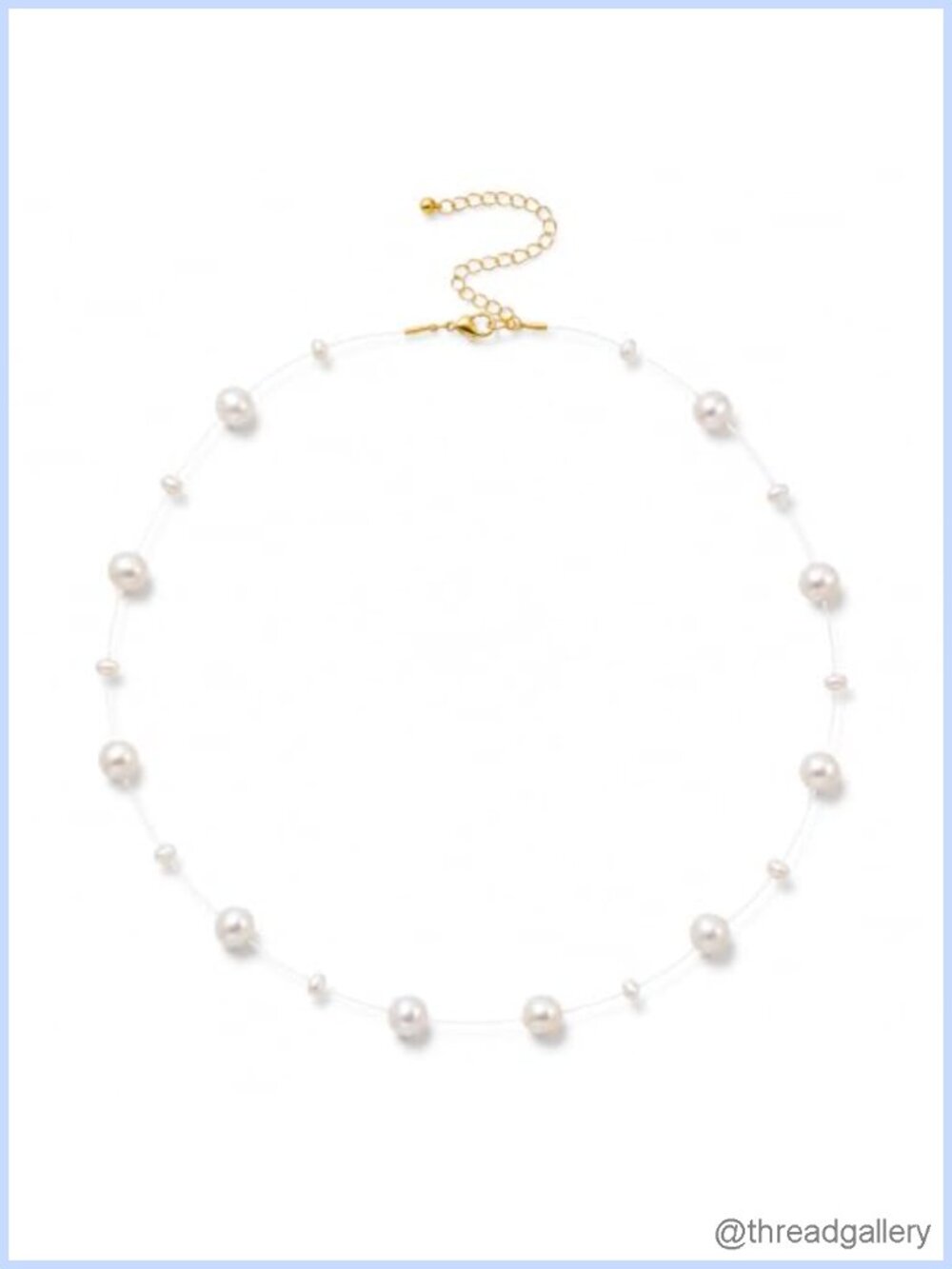 Freshwater Cultured Pearl Floating Necklace 925 Sterling Silver 16-18.5in